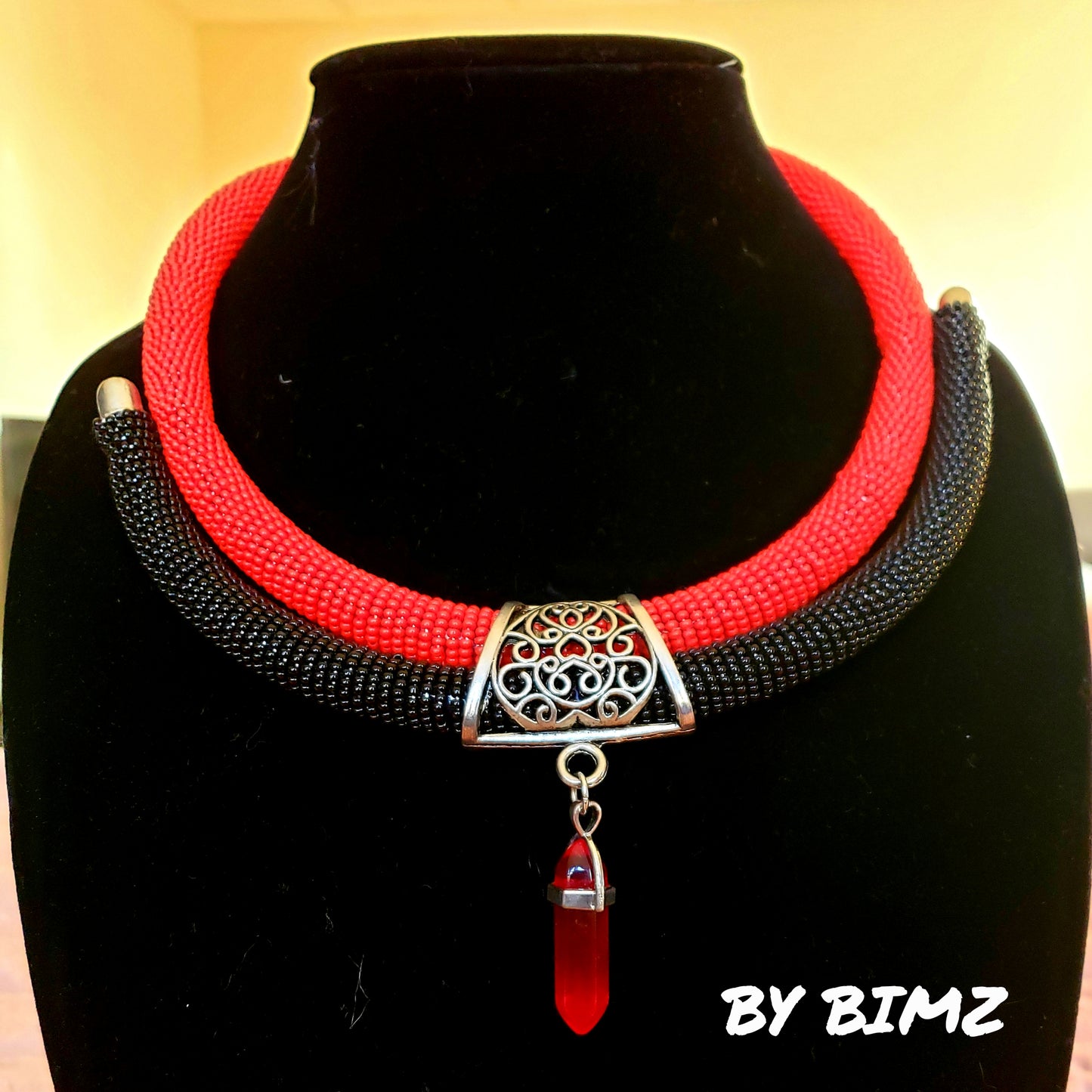 Tiered Beaded Necklace + Pendant